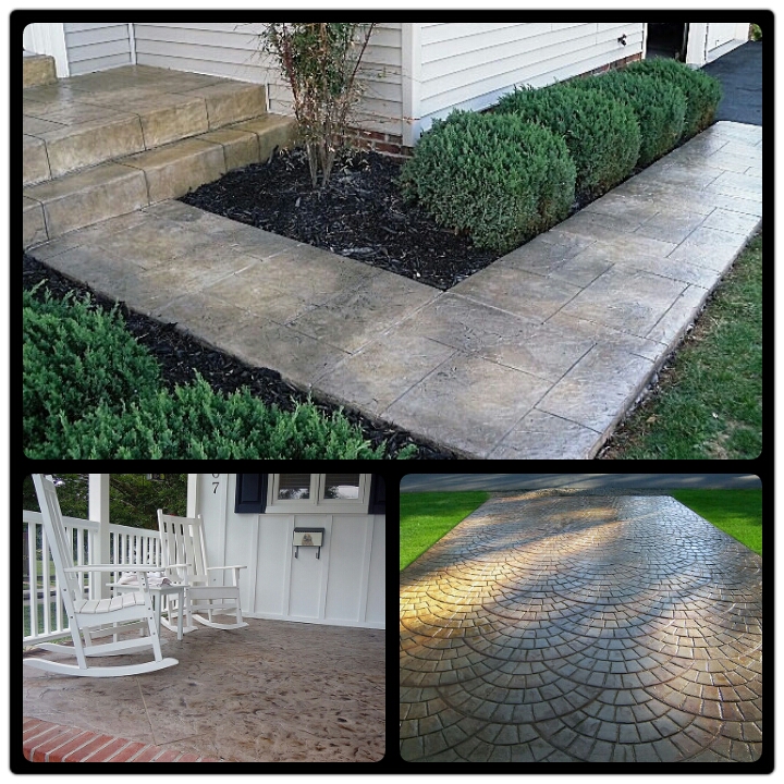 Stamped Concrete Overlay on Walkway and Patio