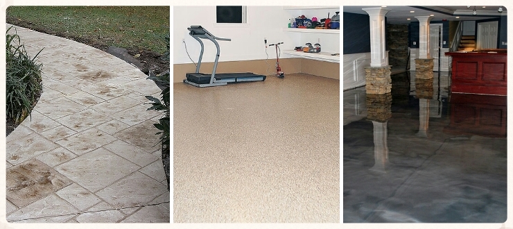 Stamped Concrete Overlay, Garage Color Flake Floor, Shimmer Epoxy Floor
